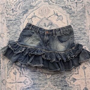 SHEIN Jean Ruffle Skirt Size 4